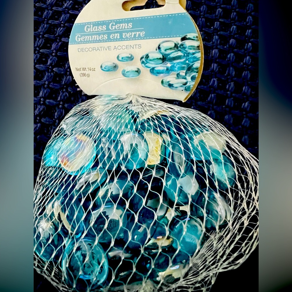Blue Glass Gems Decorative Accents